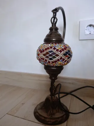 Lámpara de mesa mosaico cristal y metal