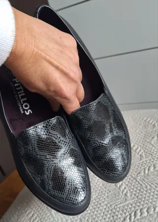 Zapatos Pitillos Mujer Cuña Negro/Gris