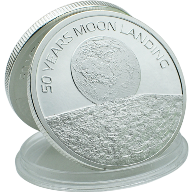 MONEDA BAÑADA EN PLATA + 1 ESTUCHE