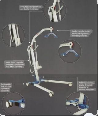 Grúa de traslado POWERLIFT 150 kg con arnés inclui
