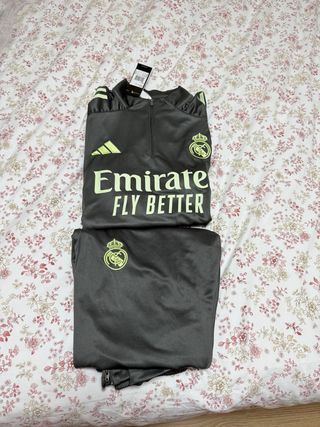 Chándal Real Madrid Adidas Gris/Verde