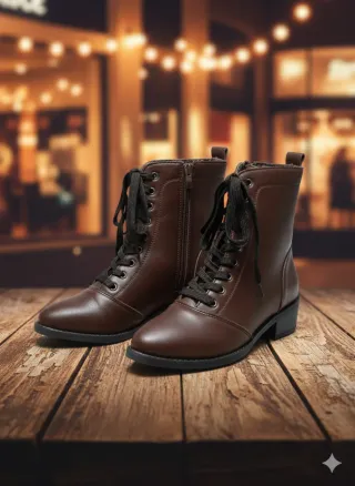 Botas de mujer marrones con cordones