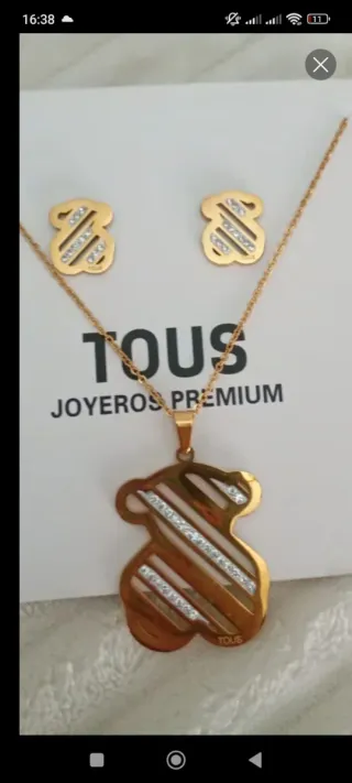 Conjunto Tous Oso Dorado con Circonitas