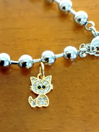 Dije gatito enchapado oro 14K