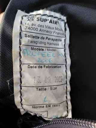 Silla parapente Supair Talla L + paracaídas