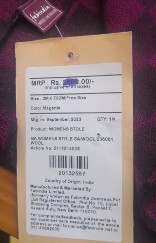 Pashmina de lana made in India Fabindia