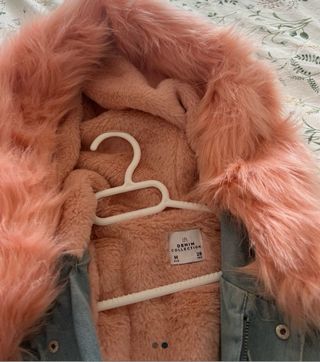 Chaqueta vaquera Lefties con capucha rosa T.M