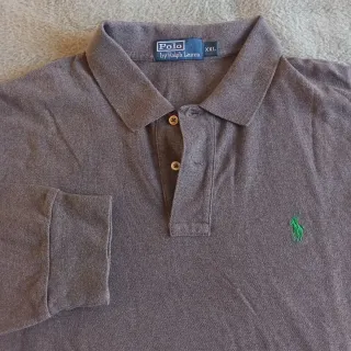 Polo Ralph Lauren XXL Gris Manga Larga Logo Verde