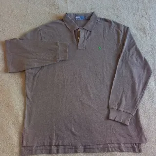 Polo Ralph Lauren XXL Gris Manga Larga Logo Verde
