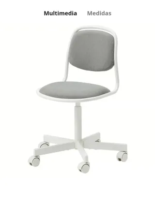 Silla de escritorio infantil gris y blanca