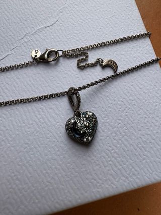 Collar Pandora Corazón Luna Azul Plata