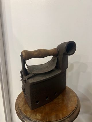 Plancha Antigua Carbón Mango Madera