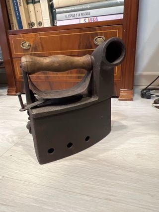 Plancha Antigua Carbón Mango Madera