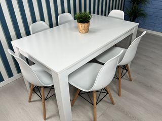Mesa Comedor Blanca + 6 Sillas  Nueva Oferta!!