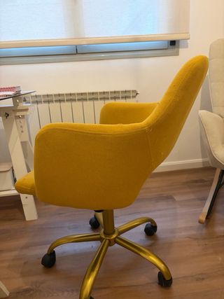 Silla escritorio Sklum amarilla y dorada