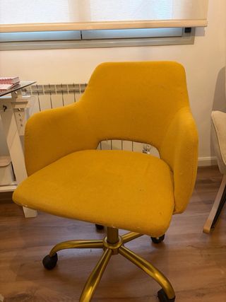Silla escritorio Sklum amarilla y dorada