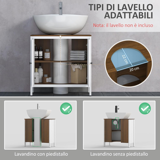 Mobile Sotto Lavabo Bagno a U con Ripiano Interno