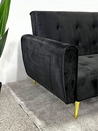 Sofá Cama Negro Elegante con Patas Doradas + Envio