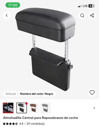 Almohadilla Central Reposabrazos Coche Negro