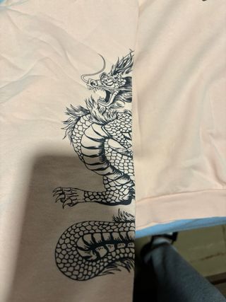 Camiseta rosa manga larga estampado chino