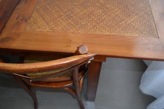 Mesa de comedor extensible madera teca y 4 sillas