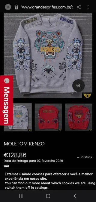 Sudadera Kenzo Gris con Estampado de Tigre y Ojos