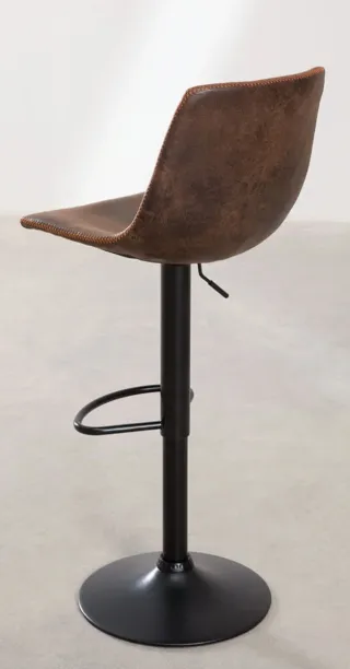Silla alta de bar cuero y metal