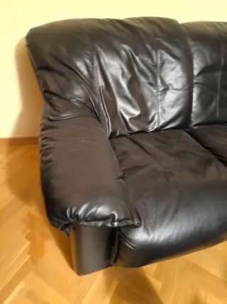 Sofá de cuero de rosas.  Dos sofás + sillón