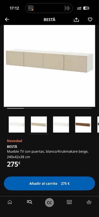 Mueble TV IKEA BESTÅ blanco/beige