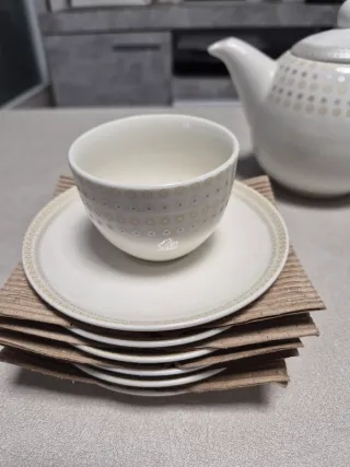 Juego de café Pórtico S.A. blanco y gris