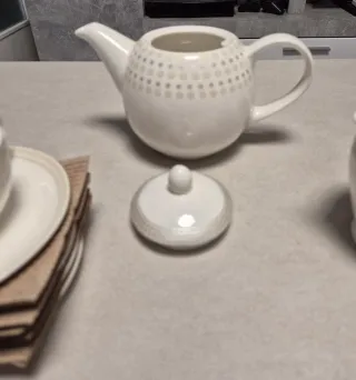 Juego de café Pórtico S.A. blanco y gris