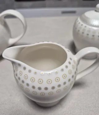 Juego de café Pórtico S.A. blanco y gris
