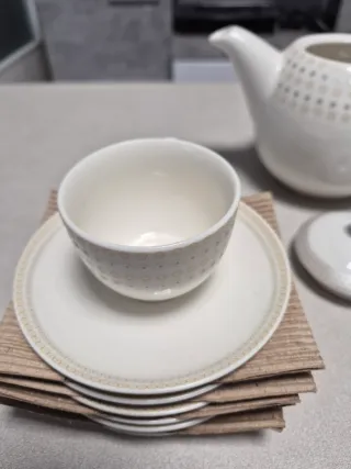 Juego de café Pórtico S.A. blanco y gris
