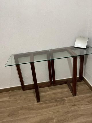 URGE VENTA! Conjunto mesas cristal y madera
