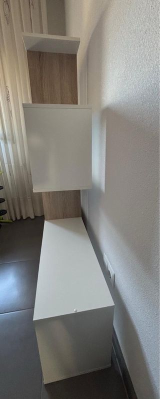 Estantería 9 huecos blanca y madera