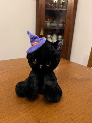 Peluche Gatto Nero Halloween Cappello Strega
