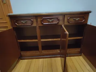 Aparador vintage madera y mármol con espejo