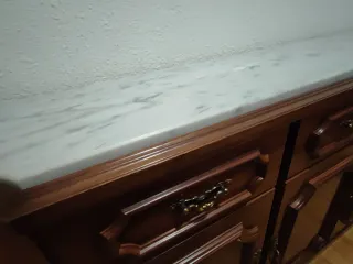 Aparador vintage madera y mármol con espejo