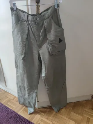 Pantalones de cuero mujer vintage, talla 38