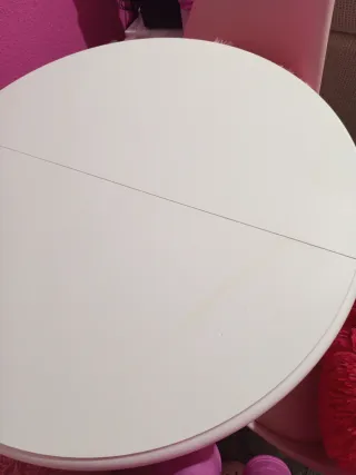 Mesa redonda extensible madera 80 con dos taburete