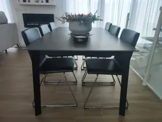 6 Sillas LILLÄNÄS IKEA negra y cromada