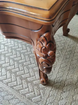 Mesa centro madera y mármol