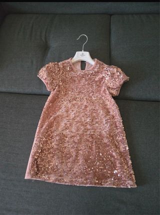 Vestito bambina rosa cipria paillettes