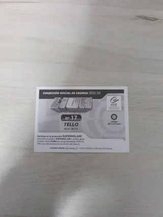 Cromo Tello Panini LaLiga Este 2021-22