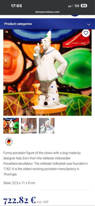 Figura Porcelana Payaso con Perro Kati Zorn