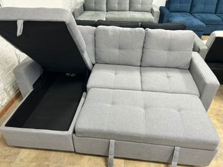 Sofá Cama Chaiselongue Gris 3 Plazas
