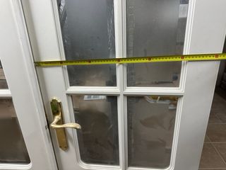 Puerta doble madera lacada blanco cristal