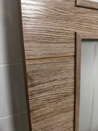 Puerta interior completa, madera con cristal