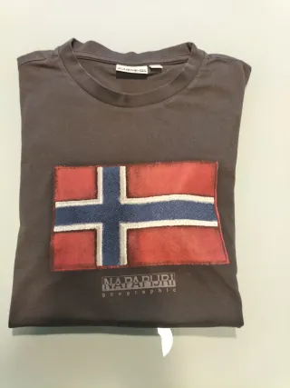 T-shirt Napapijri Grigia con Bandiera