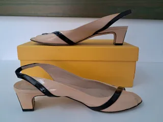 Zapatos Fendi Tacón Alto Talla 41 Beige/Negro